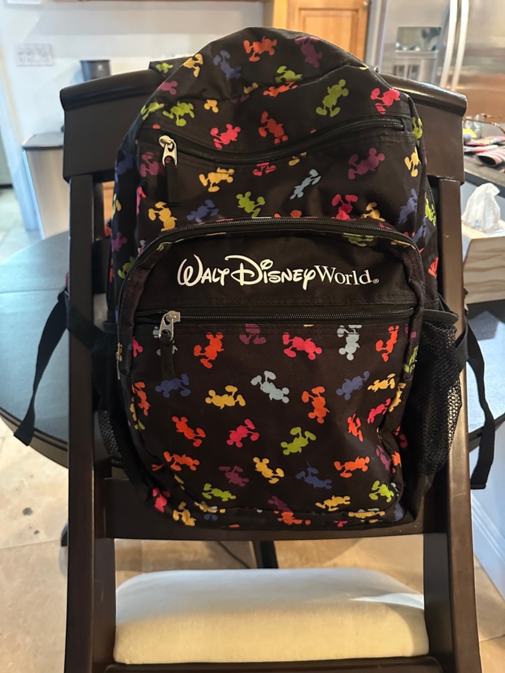 Disney Black Backpack with Multicolor Mickey Silhouettes